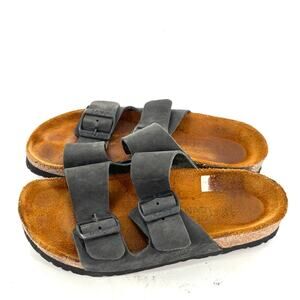 Naot Arizona Slip On Slide Sandals 6 36 Leather Gray Comfort Travel Womens